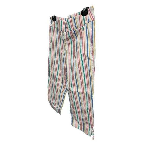 Counterparts Womens Multi-Stripe Cropped Pants Size 10P Capris Side Ties - Picture 3 of 11